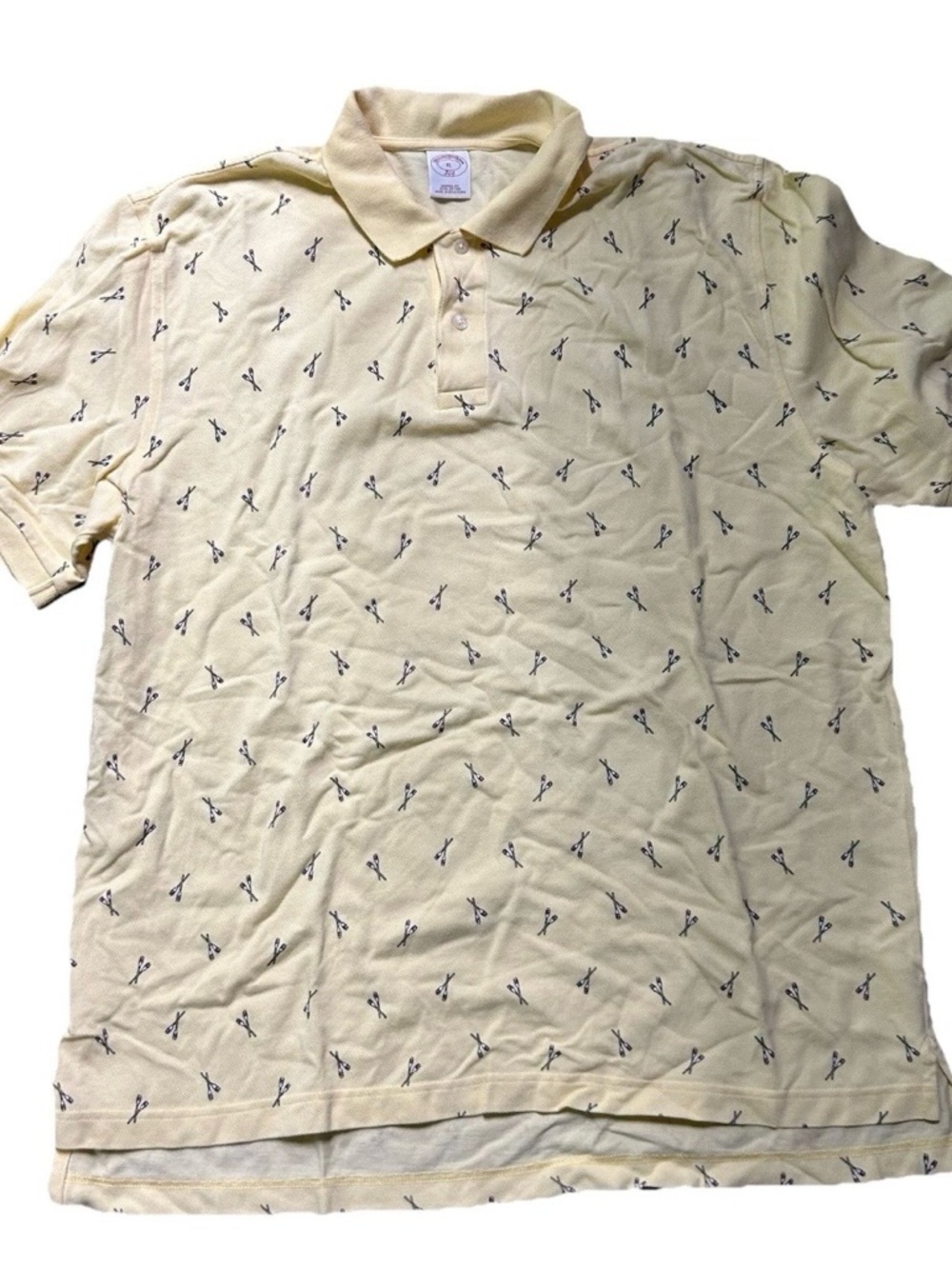 Men’s Brooks Brothers Yellow Golf Polo Oars Summer Nautical Size XL